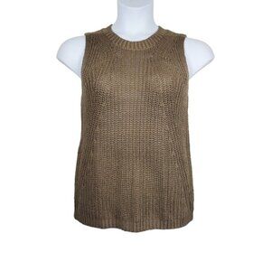 Loft Womens Sleeveless Dark Taupe Pullover Knit Sweater Top Size M NWT